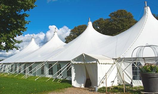 high-quality portable restrooms stationed at a wedding, meeting the needs of guests throughout the outdoor reception in Doraville